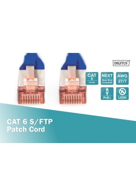 Digitus Патч-корд CAT 6 S-FTP, 10м, AWG 27/7, LSZH, синій