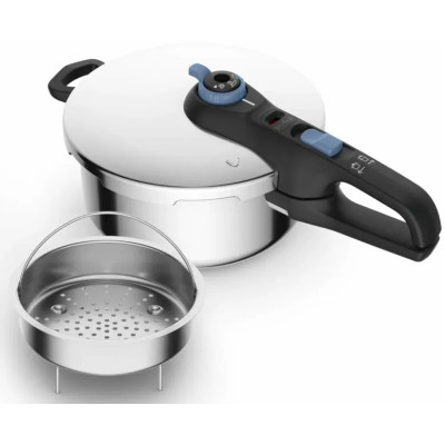 Tefal Скороварка Secure Trendy, 4л, з паровим кошиком, нержавіюча сталь, пластик