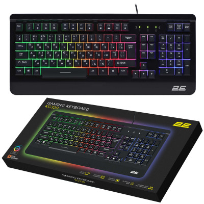 2E Gaming Клавіатура мембранна KG320 104key, USB-A, EN/UA/RU, LED, чорний