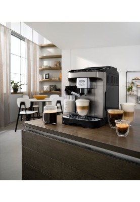 Delonghi Кавомашина Magnifica Evo, 1.8л, зерно+мелена, автомат.капуч, дисплей, авторецептів -7, графіт