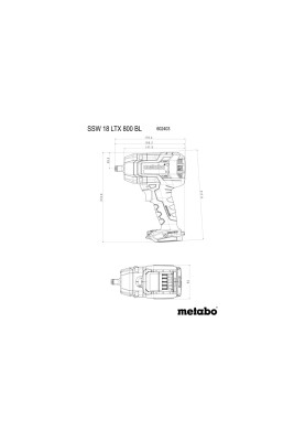 Metabo Гайковерт ударний акумуляторний SSSW 18 LTX 800 BL 18В 0-2575об·хв 1200Нм 1.95кг без АКБ та ЗП