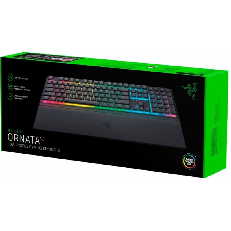 Razer Клавіатура Ornata V3 RGB 104key Mecha-Membrane Switch USB RU Black