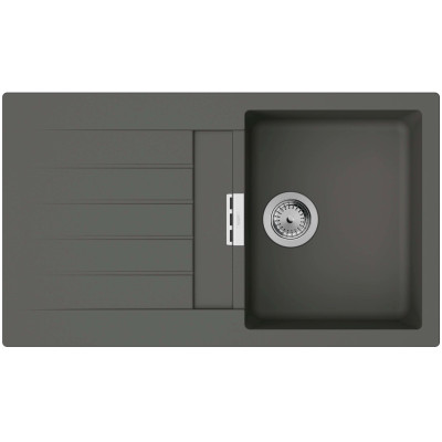 Hansgrohe Мийка кухонна S52, граніт, прямокутник, з крилом, 840х480х190мм, чаша - 1, врізна, сірий камінь