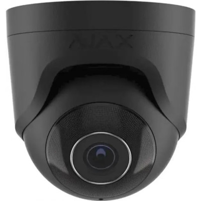 Ajax IP-Камера дротова TurretCam, 5мп, 2.8мм, Poe, True WDR, IP 65, ІЧ 35м, аудіо, кут огляду 100° до 110°, купольна, чорна