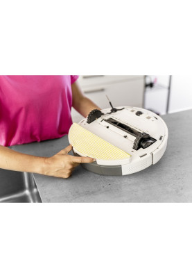 Karcher Робот-пилосос RCV 5, h=9.7см, вологе прибирання, конт пилок -0.330л, вода -0.240л, автон. робота до 120хв, білий