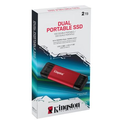 Kingston Портативний SSD Kingston 2TB USB 3.2 Gen 2 Dual USB-A R1050/W950MB/s