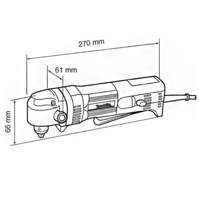 Makita Кутова дриль DA3010F, 450 Вт, 2400 об/хв, 1.5-10мм, 1.6кг