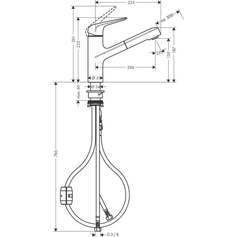 Hansgrohe Змішувач Focus M42 для кухонної мийки 71814000