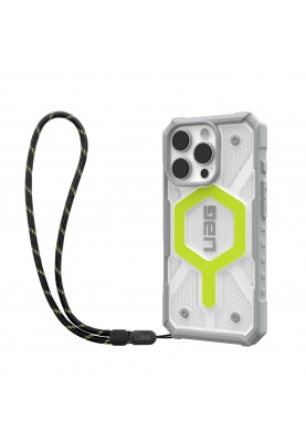 UAG Чохол+ремінець для iPhone 16 Pro, Pathfinder Clear Magsafe, Active Neon Lanyard