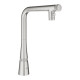 Grohe Змішувач для кухні Scala, довж.виливу - 200мм, поворотний, витяжний, вентиль + кнопка, супер сталь
