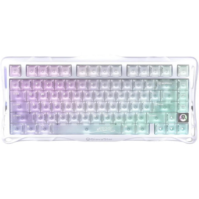 GravaStar Клавіатура механічна Mercury K1 Lite 80keys, GravaStar x BSUN Grey, BT/WL/USB, RGB, Crystal Aurora