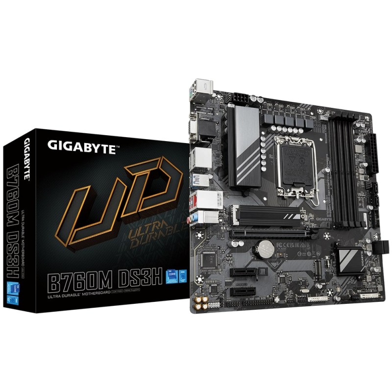 Gigabyte Материнська плата B760M DS3H s1700 B760M 4xDDR5 M.2 HDMI DP mATX