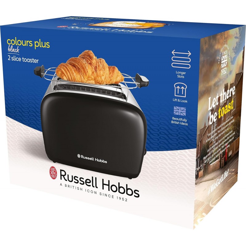 Russell Hobbs Тостер Colours Plus, 1600Вт, нержав., підігрів,разморозка, чорний