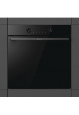 Gorenje Духова шафа електрична, 77л, A+, пара, дисплей, піроліз, чорний