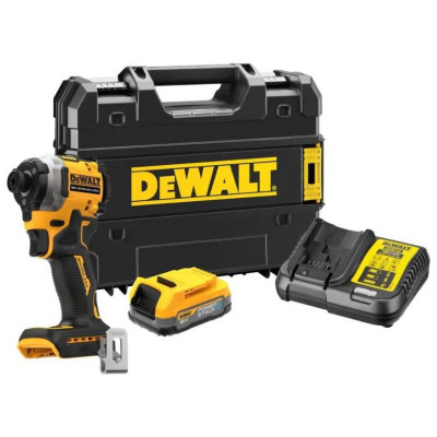 DeWALT Шурупокрут ударний аккумуляторний XR Li-Ion 18В безщітковий PowerStack 1х1.7А·рік 206 Нм 3250об·хв 3800уд/хв кейс і ЗП 0.95кг