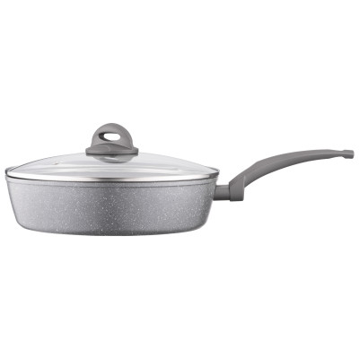 ARDESTO Сковорідка Gemini Gourmet з кришкою 28 см, сірий мармур, алюміній