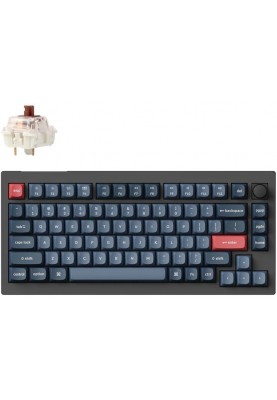 Keychron Клавіатура механічна V1 Max 84Key, Gateron Jupiter Brown, WL/BT/USB-A, QMK, Hot-swap, Knob, EN/UKR, RGB, чорний