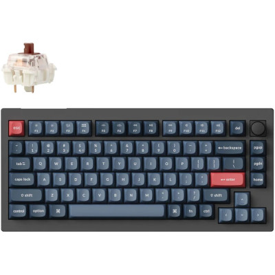 Keychron Клавіатура механічна V1 Max 84Key, Gateron Jupiter Brown, WL/BT/USB-A, QMK, Hot-swap, Knob, EN/UKR, RGB, чорний