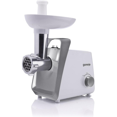 Gorenje М'ясорубка, 1600Вт, 2,2кг/хв, 2 решітки, пластик, білий