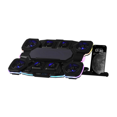 2E Gaming Підставка для ноутбука CPG-012, до 17.3", 1xUSB-C, LCD/semiconductor cooling pad, RGB, чорний