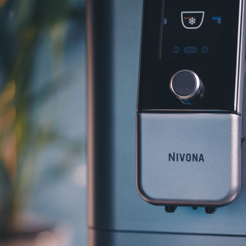 Nivona Кавомашина Nivona CafeRomatica, 1.8л, зерно+мелена, автомат.капуч, дисплей, авторецептів -9, пригот, холодної кави, перлинно-блакитний