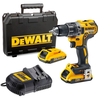 DeWALT Шурупокрут-дриль акумуляторний XR Li-Ion 18В акб 2х2А·год 70Нм 550-2000об/хв кейс, ЗП 1.5кг
