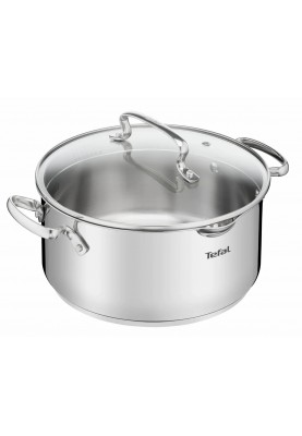 Tefal Каструля DUETTO, 5л, з кришкою, нержавіюча сталь, скло