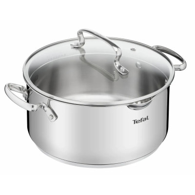 Tefal Кастрюля DUETTO, 5л, з кришкою, нержавіюча сталь, скло
