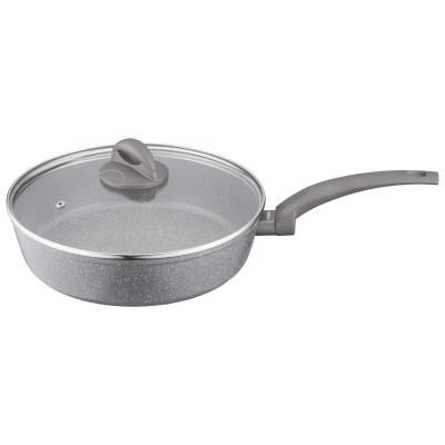 ARDESTO Сковорідка Gemini Gourmet з кришкою 26 см, сірий мармур, алюміній