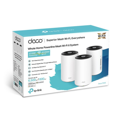 TP-Link Система WiFi-Mesh Deco PX50 AX3000, 3xGE LAN/WAN, 2 моди, Powerline G1500