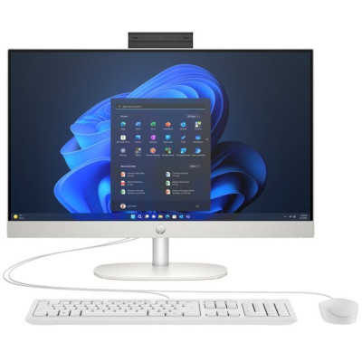 HP Комп'ютер персональний моноблок HP 240-G10 23.8" FHD IPS AG, Intel i5-1334U, 16GB, F512GB, UMA, WiFi, кл+м, 3р, DOS, білий