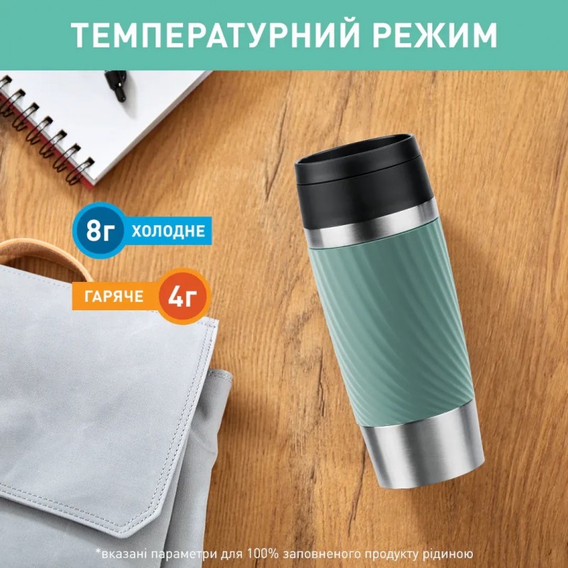 Tefal Термочашка Travel Mug Classic Twist, 360мл, нержавіюча сталь, зелений