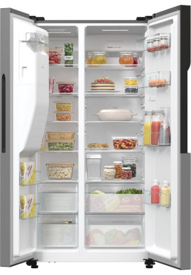 Gorenje Холодильник SBS, 179х70х92см, 2 двері, 376(190)л, А++, NF+, Інв., Зона св-ті, диспенсер, генератор льоду, Зовн. Диспл, нерж