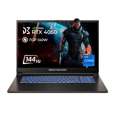 Dream Machines Ноутбук RG4050-17 17.3FHD IPS, Intel i7-14700HX, 32GB, F1TB, NVD4050-6, DOS, чорний