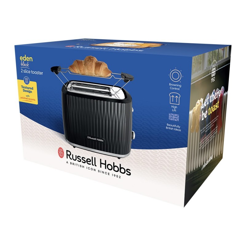 Russell Hobbs Тостер Eden 800Вт, пластик, підігрів, розморожування, чорний