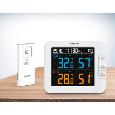 Sencor Метеостанція, внутр/зовн вимірювання, температура, вологість, час, дні тижня, календар, підтримує платформи Android та iOS, Білий Sencor Метеостанція, внутр/зовн вимірювання, температура, вологість, час, дні тижня, календар, підтримує платформи Android та iOS, Білий
