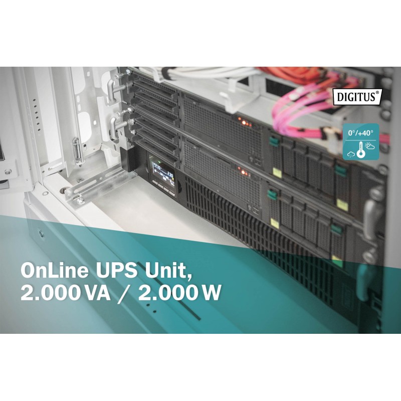 Digitus ДБЖ OnLine, 2000VA/2000W, LCD, 8xC13, RJ45, RS232, USB, Rack/Tower