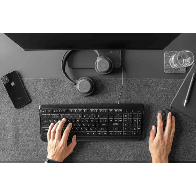 2E Клавіатура мембранна KS120 104key, USB-A, EN/UK, White LED, чорний