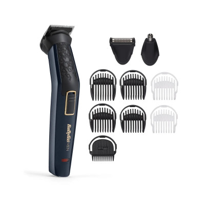 BaByliss Набір для стрижки, для бороди, вусів, голови та носа, акум., вібраційний мотор, насадок-7, сталь, темно-синій