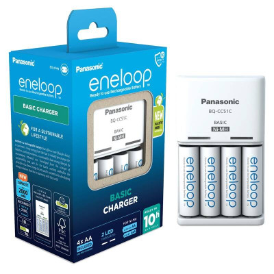 Panasonic Зарядний пристрій Basic Charger+ Eneloop 4AA 1900 mAh New Panasonic Зарядний пристрій Basic Charger+ Eneloop 4AA 1900 mAh New
