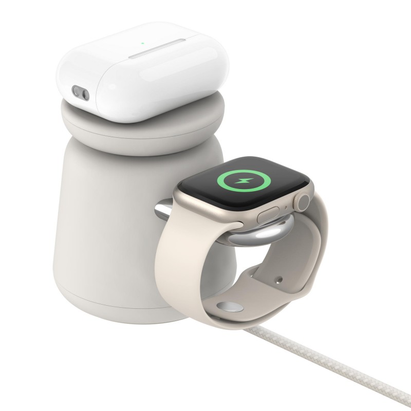 Belkin Зарядний пристрій бездротовий 2в1 MagSafe iPhone/Watch/AirPods, Sand Mass