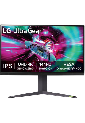 LG Монітор LG 31.5" 32GR93U-B 2xHDMI, DP, USB, Audio, IPS, 3840x2160, 144Hz, 1ms, DCI-P3 95%, G-SYNC, FreeSync, Pivot, HDR400