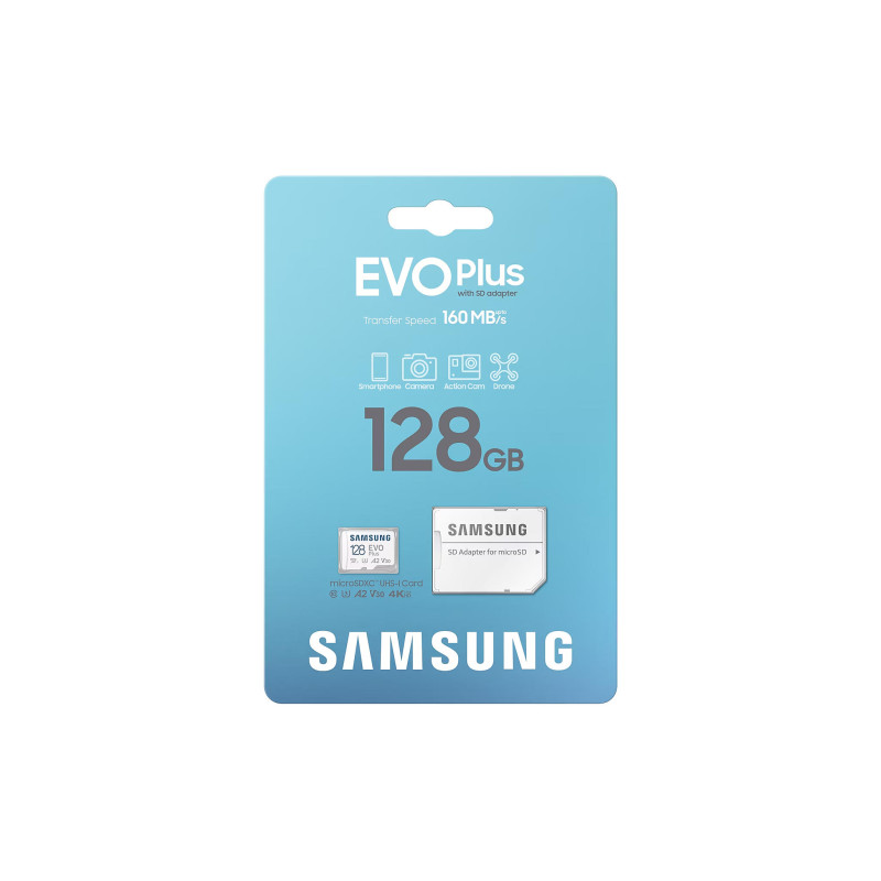 Samsung Карта пам'яті microSD 128GB C10 UHS-I R130MB/s Evo Plus + SD