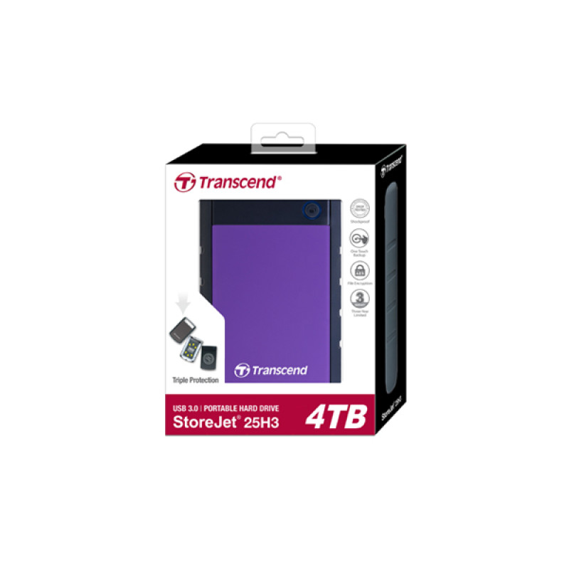 Transcend Портативний жорсткий диск 4TB USB 3.1 StoreJet 25H3 Purple
