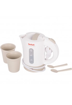 Tefal Електрочайник Travel-o-city 0.5л, Strix, пластик, в комплекті 2 склянки + 2 ложки, біло-бежевий