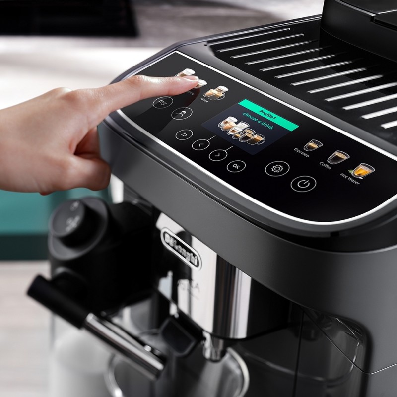 Delonghi Кавомашина Magnifica Evo Next, 1.8л, зерно+мелена, автомат.капуч, дисплей, авторецептів -10, підігрів чашок, подача гар. води, чорний