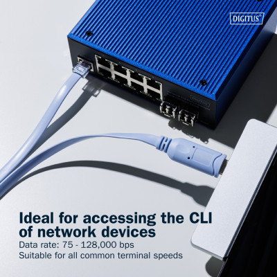 Digitus Адаптер USB 2.0 > RJ45 (M/M), FT232RNL, 1.8m