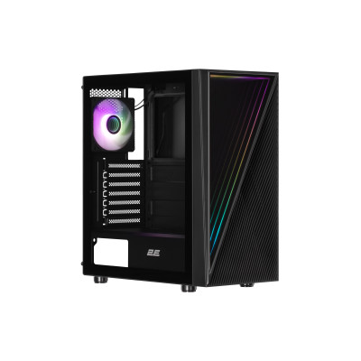 2E Gaming Корпус Infinity G205A без БЖ 2xUSB3.0, 1xUSBType-C, 1x120мм ARGB, 2x120мм, VGA 345мм, LCS ready, TG Side Panel, ATX, чорний