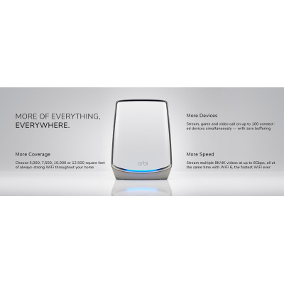 NETGEAR Система WiFi-Mesh Orbi RBK853 AX6000, 3мод, білий NETGEAR Система WiFi-Mesh Orbi RBK853 AX6000, 3мод, білий