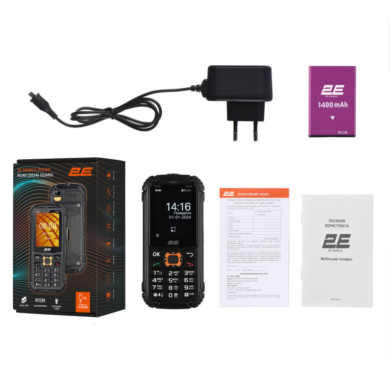 2E Мобільний телефон R240 2024 2.4" 2SIM, 1800мА•год, чорний